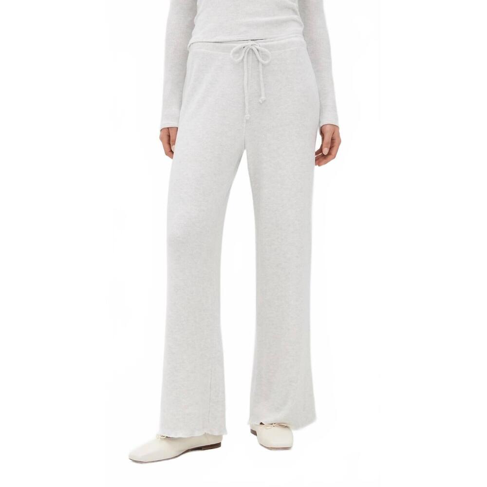 NEW perfectwhitetee Maddie Brushed Waffle Drawstring Pants Light Gray